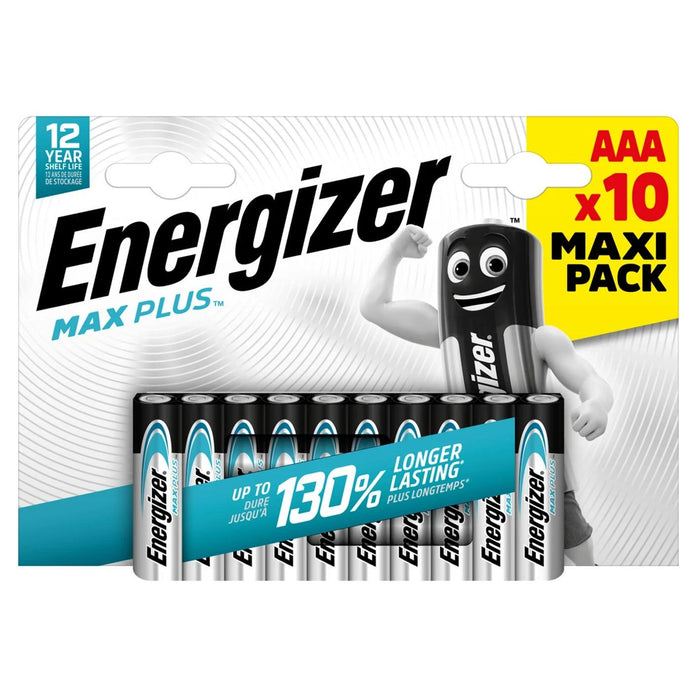 10 x Energizer Max Plus AAA Batteries Longest Lasting Alkaline LONGEST EXPIRY