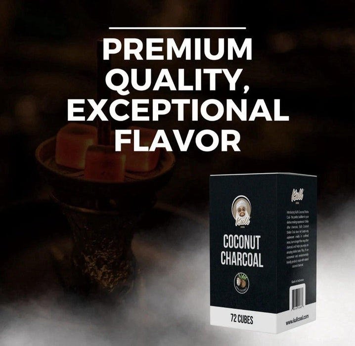 Kull Shisha Coal - 1kg - 25mm Cubes Coconut Charcoal - 72 Pieces Charcoal Hookah