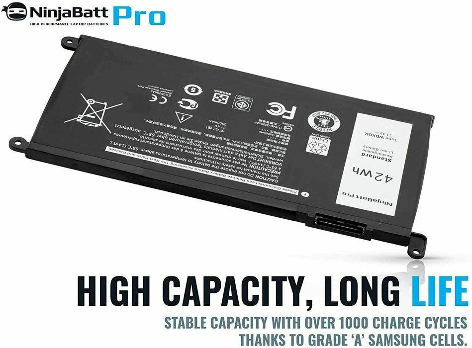 NinjaBatt Pro Battery WDX0R For Dell Inspiron 15 7579 5567 5578 5570 5568 7569