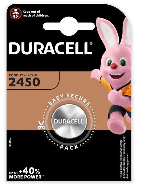 2 off Duracell CR2450 3V Lithium Coin Cell Battery 2450 DL2450 K2450L 2 coins