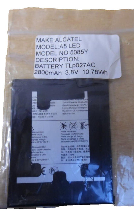 Battery for Alcatel  OT-5085Y 2800mAh TLp027AC