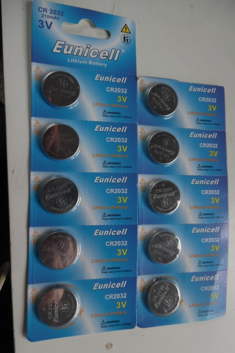 Eunicell CR2032 210mAh 3V batteries 10 pack