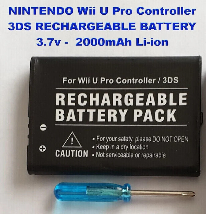 NINTENDO Wii U Pro Controller 3DS RECHARGEABLE BATTERY 3.7v - 2000mAh Li-ion NEW
