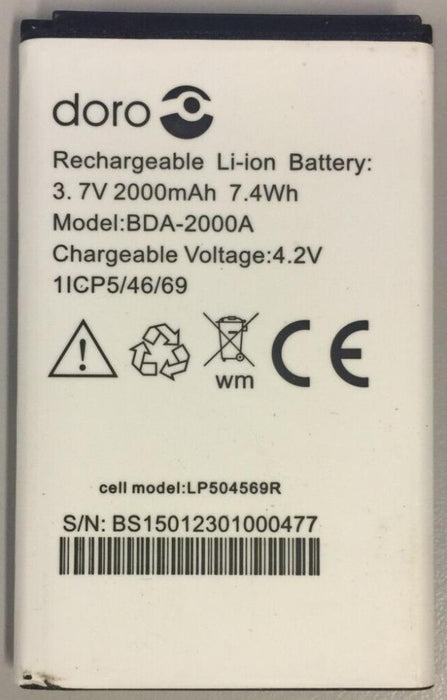Used GENUINE DORO DBT-2500A BATTERY FOR DORO 8035 2500MAH